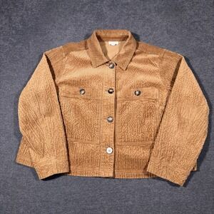 J. Jill Corduroy Jacket Womens XL Petite Button Oversized Cinnamon Brown Western